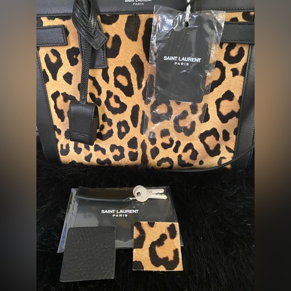 Saint Laurent Paris/Animal Print /Small Sac De Jour/Calf Hair.light brown/Black. - Picture 6 of 16